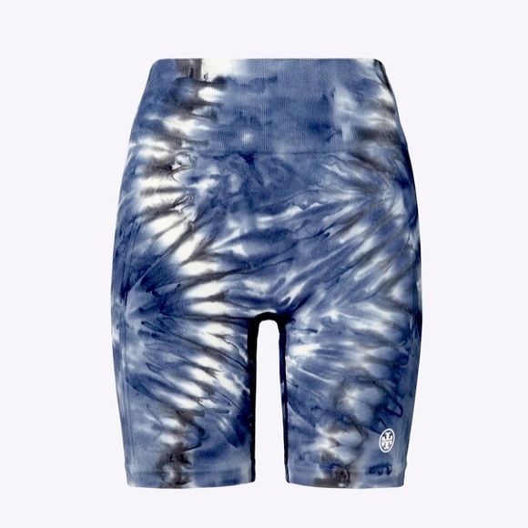 TORY BURCH SPORT HIGH-RISE SEAMLESS TIE-DYE BIKE SHORTS IN TORY NAVY SIZE SMALL - Picture 5 of 6